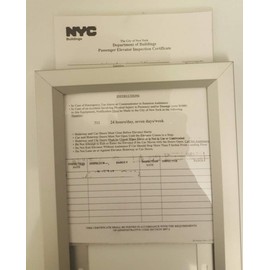 BUILDINGSIGNS.COM Elevator Inspection Certificate Frame Size 6X9 Inch (Aluminium, Heavy Duty, Slide In The Inspector Card)