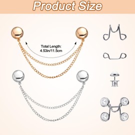 4pcs Magnetic Clothing Clips with Chain, Magnetic Button Clips Pant Waist Tightener Clips Adjustable Waist Buckle Extenders for Loose Jeans Pants Fixing Hem of Clothes Long Pants Legs