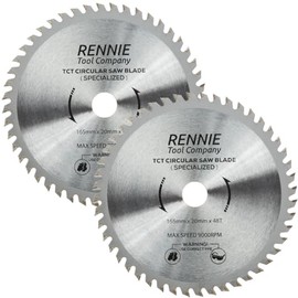 (PACK OF 2) 165mm x 20mm Bore x 48T TCT Cordless Circular Wood Saw Blades Includes. Fits Bosch Makita Ryobi Dewalt DC390, DWE007, DCS391, DC391N Circular Saws etc, Thin Kerf