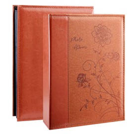 Miaikoe Photo Album 6x4 300 Photos Slip in, Extra Large Capacity Leather Cover Wedding Family Picture Albums Holds 300 Horizontal 10x15cm Landscape Photos(Brown)
