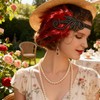 1920s Flapper Feather Headband with Rhinestones Beaded Great Gatsby Headpiece