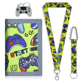 Fjquamitix Children's Neck Pouch, Purse Girls and Boys with Matching Style Keyring and Lanyard, Purse Children Suitable for School and Daily Use, Green, 1, Casual, modern