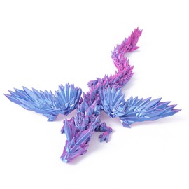 3D Printed Dragon, 3D Dragon, 3D Printed Toys 3D Printed Animals Wing Flying Articulated Dragon Crystal Dragon Fidget Toy with Dragon Flexible Executive Desk Toys Home Office Decor(Purple)