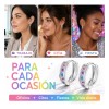 Aretes Plata Pura Con Moissanita Diseño Minimalista 13mm