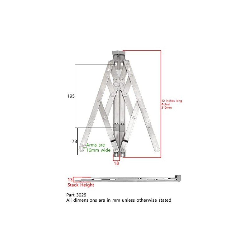 Securistyle Defender Friction Stay Window Hinge 12 Inch 310mm 13
