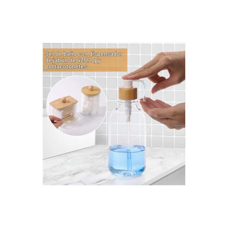 Juego de accesorios de baño de bambú, 4 piezas -