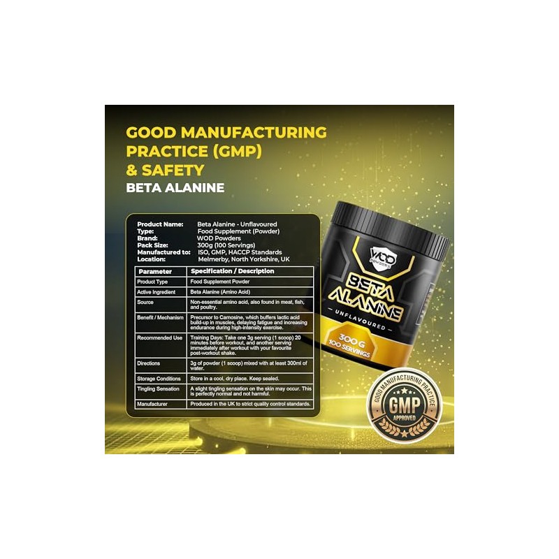 Beta Alanine Powder 300g - Unflavoured Beta Alanine for Functional