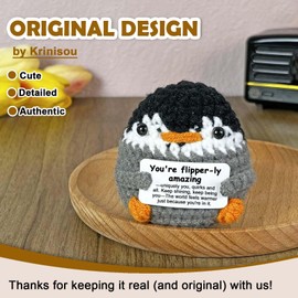 Krinisou Positive Crochet Animals, You are Amazing Penguin Gifts for Women, Inspirational Motivational Encouragement Appreciate Gifts for Coworker Friend Her