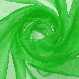 sourcing map Green Organza Fabric 60" Bridal Solid Sheer Organza Crystal Organza Sheer Silky Fabric for DIY Craft Table Runner Wedding Party Home Decoration, 60" by 1 Yard