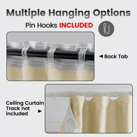 KNEOQIT Extra Wide Room Divider Curtains, Blackout Ceiling Track Curtains with Hook, Theater Curtains Perfect for Living Room and Bedroom (1Panel, Beige, W15ft x H9ft)