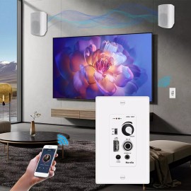 Unbranded 6.5"Herdio Out/Indoor Wired Speakers Bluetooth Amplifier Receiver Bass For Patio - White