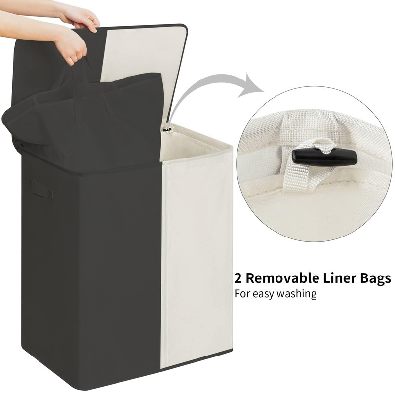 WOWLIVE Double Laundry Baseket with Lid and Removable Laundry Bags,154L