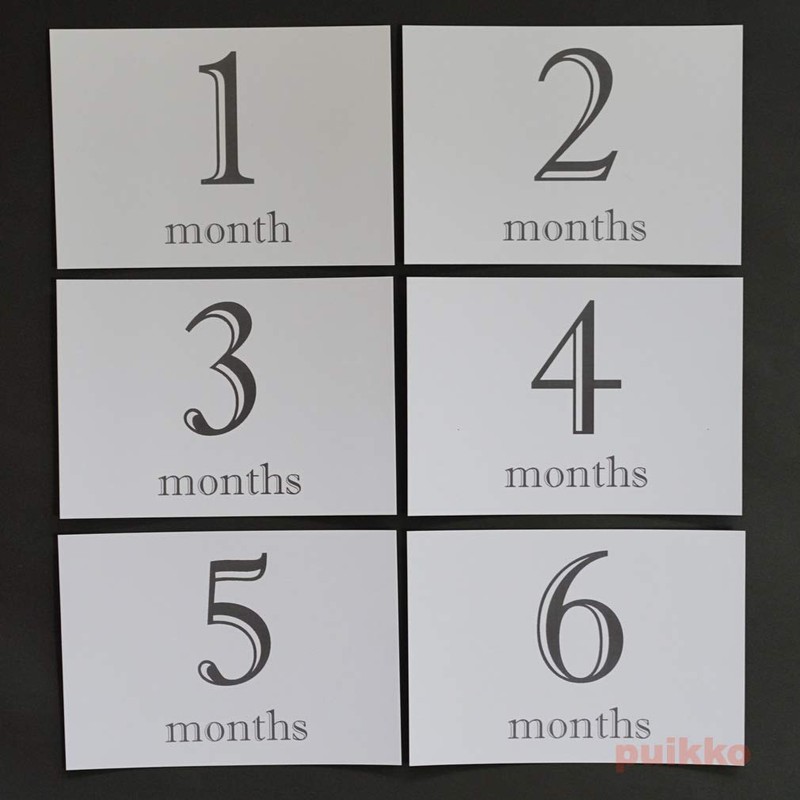 Baby Monthly Card Shadow Monochrome (L-format)