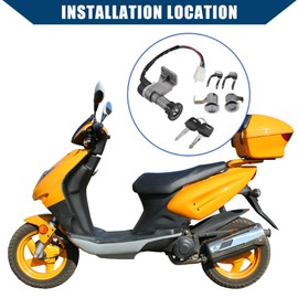 Hihaha Ignition Switch Lock Cylinder Panel Lock Cushion Lock w/Key for GY6 49cc 50cc 125cc 150cc Scooter for Tao Tao VIP 50 Icebear Vitacci/Front Lock Saddle Lock/Durable / 1 Set