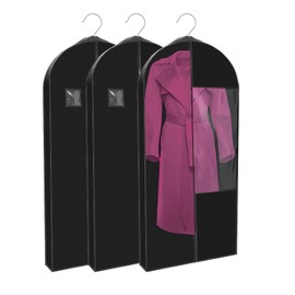 Stykontin 50"Garment Bags for Hanging Clothes (Set of 3) with 4" Gussetes, Suit Cover for Closet Storage/travil. For Dresses Long Coats, Jacket, Sweater, Shirts.Suitable for Adults.