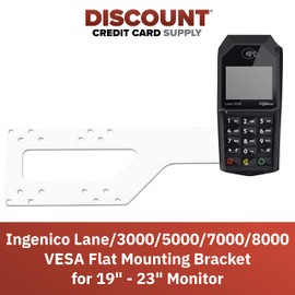 DCCStands Ingenico Lane/3000/7000/8000 PIN Pad Universal VESA Flat Mounting Bracket for 19" - 23" Monitor, Screw-in Installation, White