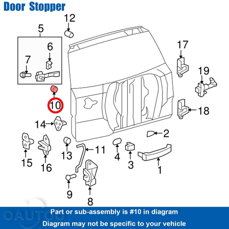 OAUTOO 10pcs Back Door Lower Stopper Clip 67282-0R010, 67282-46010 for