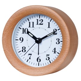 UberDeco 4 inch solid wood mantel alarm clock, nature wooden brown color