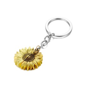 Moonffay Llavero de girasol con texto en inglés «You Are My Sunshine» con medallón abierto, inspirador, portátil, para mujeres y niñas, Gold-you Are My Sunshine, Median size