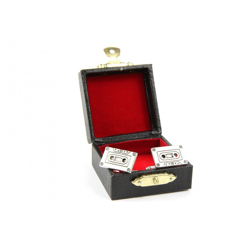 Miniblings Cassette Tape Cuff Links Cufflinks Buttons + Box Mixtape