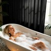 Waterproof Fabric Shower Curtain for Bathroom, 2-in-1 No Separate Inner