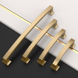 Amerdeco 10 Pack Bronze Cabinet Pulls - 5 Inch Hole Center Champagne Gold Drawer Handles for Kitchen & Bathroom ZH0009