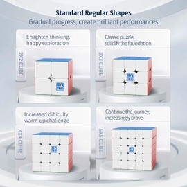 Moyu Meilong 2x2 3x3 4x4 5x5 Educational Cube Set Stickerless Speed Cubes Bundle Gift for Children Adults 4 Pack