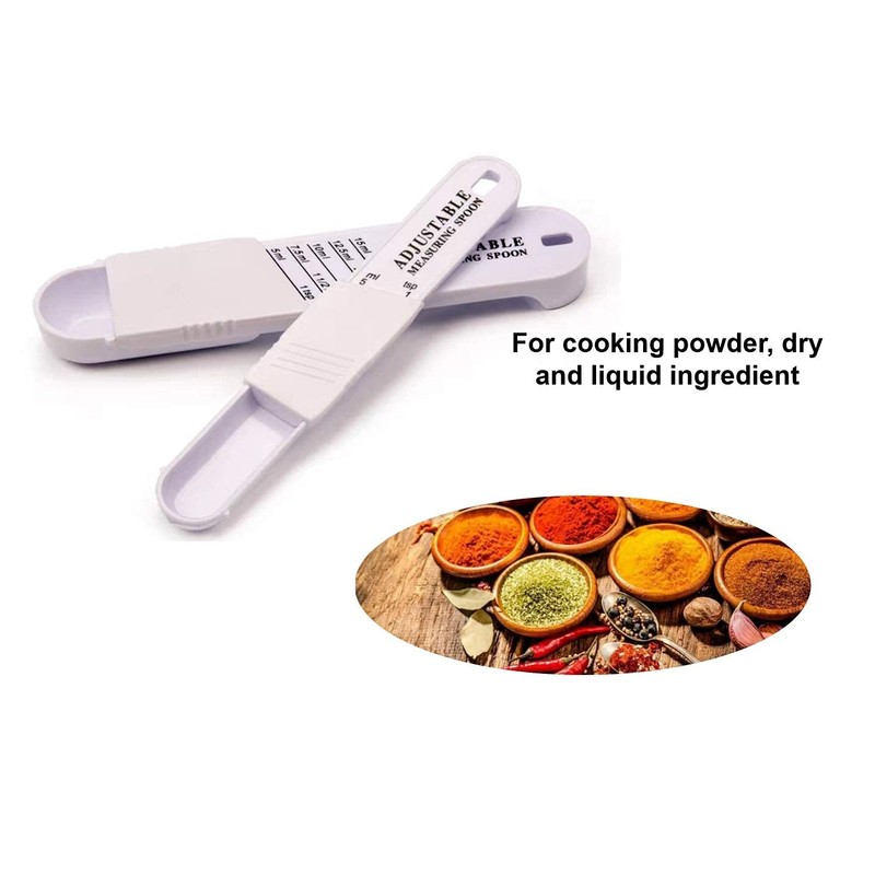 2-Piece Premium WinAimer Kitchen Adjustable Teaspoon And Tablespoon Set, Plastic,