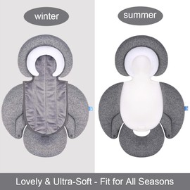 INFANZIA 2-in-1 Head & Body Support for Baby Newborn Infants - Extra Soft Stroller Cushion Pads Car Seat Insert, Perfect for Bouncer, Strollers, Swings, Light Grey
