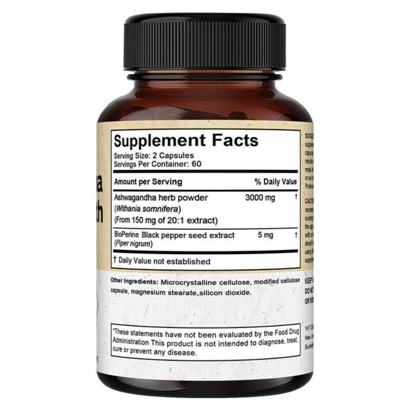 Bunkell Ashwagandha Capsules with BioPerine for Absorption Stress and Mood