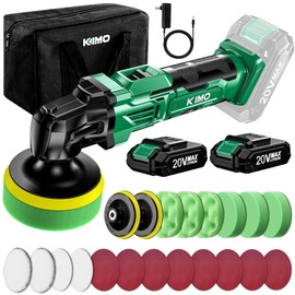 KIMO 20V Cordless Buffer Polisher Kit, 25Pcs Polishing Kit, Car Buffer Cordless w/ 6000RPM, 6-Speed Precision, 2Pack Battery, Fast Charger, Cordless Polisher for Car Detailing/Waxing/Polishing/Buffing