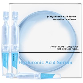 30 Pcs 3% Hyaluronic Acid Serum for Face, Ultra Hydrating Serum - 1.2ml Single-Use Vials, Hydrating & Anti-Aging Formula Suitable for All Skin Types