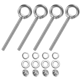 M METERXITY 4-Sets Stainless Eyebolt M8x100mm Shoulder Lifting Eye Bolt with Nuts Washers Male Screw Thread Ring Shoulder Eye Bolts Length 3.94 Inch for Suspending/Fastening