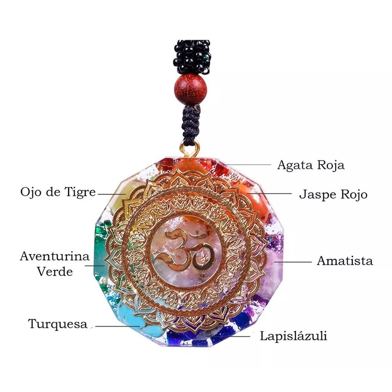 Dije Collar Orgonita Om Aum Omega 7 Chakras Protección Espiritual