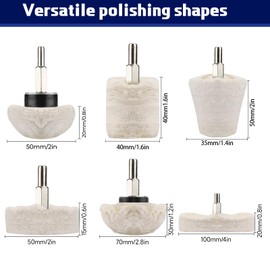 Polishing Pads for Drill, 6 PCS Car Polishing Kit White Buffing Wheel for Metal Headlight Alloy Wheels Mop