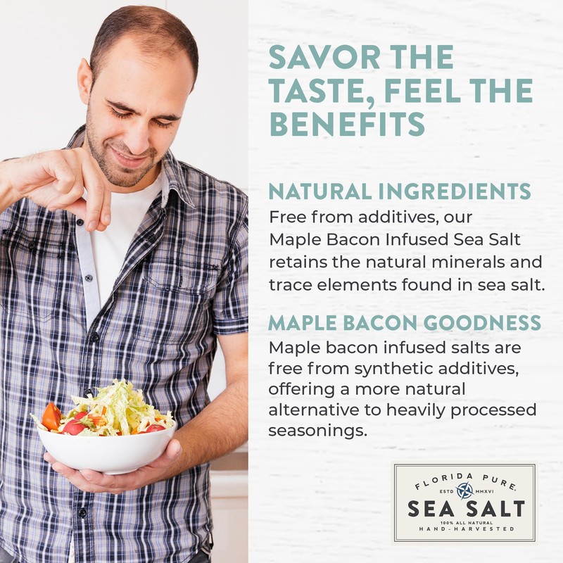 FLORIDA PURE Maple Bacon Sea Salt - Smoky, 80+ Mineral
