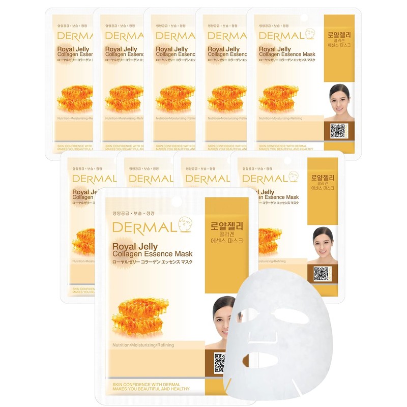 Dermal Mascarillas Faciales Coreanas de Jalea Real y Col geno