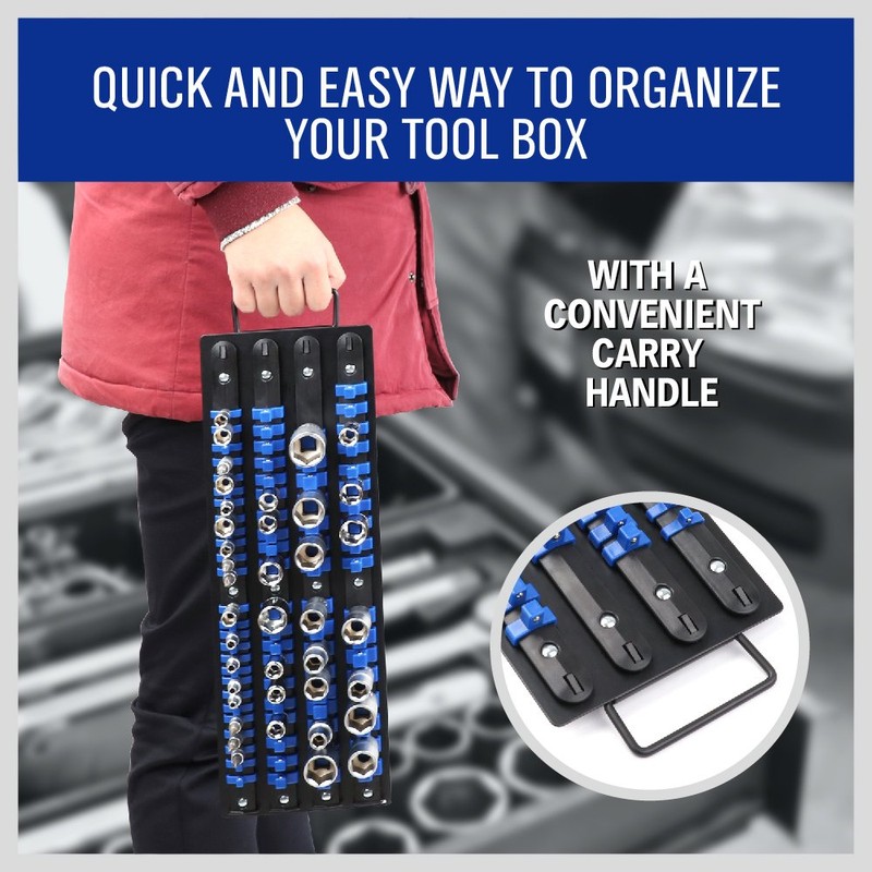 HORUSDY 80-Piece Heavy Duty Socket Organizer, 1/4-Inch, 3/8-Inch, 1/2-Inch, Premium