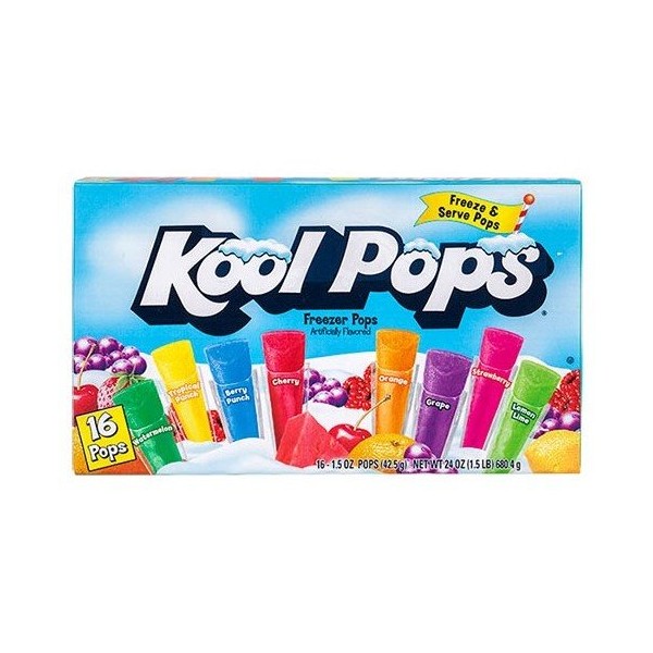 1 caja de 16 pops Kool Pops sabores regulares