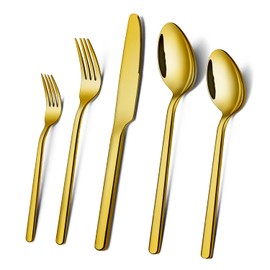 KINGSTONE Golden Silverware Set, 18/10 Gold Flatware Set for 4, Gold Mirror Finish Cutlery Set for Home Kitchen and Restaurant