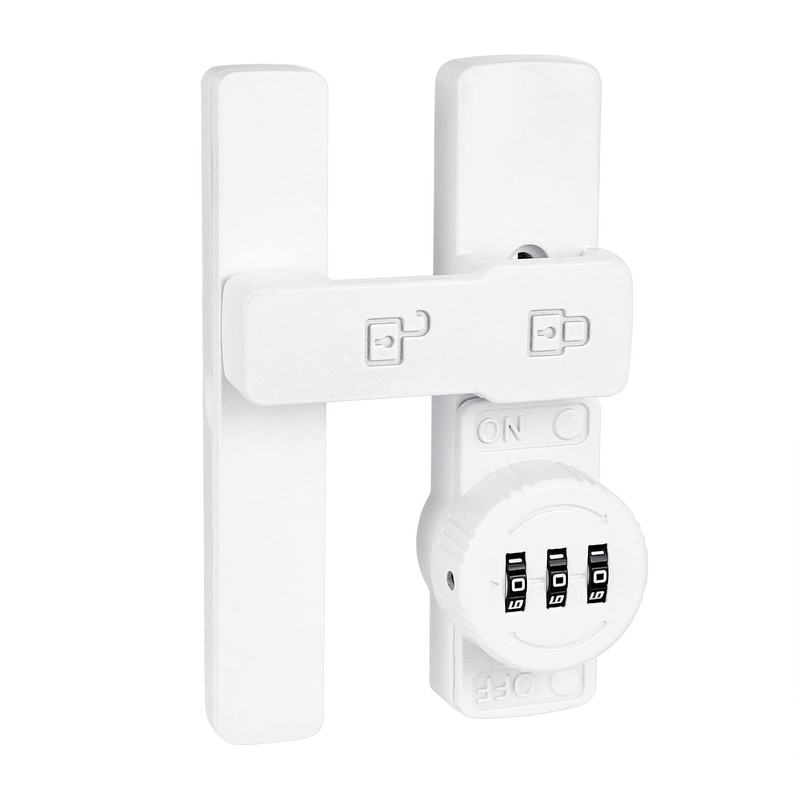 INIRET White 180 Degree Barn Door Lock,Mechanical Password Lock,Flip Latch
