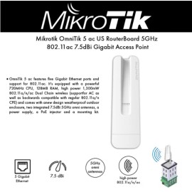 Mikrotik OmniTik 5 ac AP CPE 11ac 5GHz 7.5dBi omni antennas RBOmniTikG-5HacD US