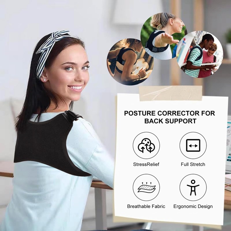 Posture Corrector for Back Support, Adjustable Shoulder Posture Brace for