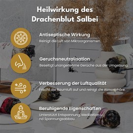 Dragon Blood Sage Incense 10 cm - White Sage Smudge Stick with Dragon's Blood Resin - 100% Natural from Mexico - Ideal for Energetic Cleansing & Rituals - Aromaholik