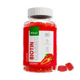 Khair Biotin Gummies for Adult - 5000 mcg - Vegetarian - Non GMO, Gluten Free & Gelatin Free - Biotin Gummy Halal Vitamins for Hair, Skin & Nails - 60 Gummies