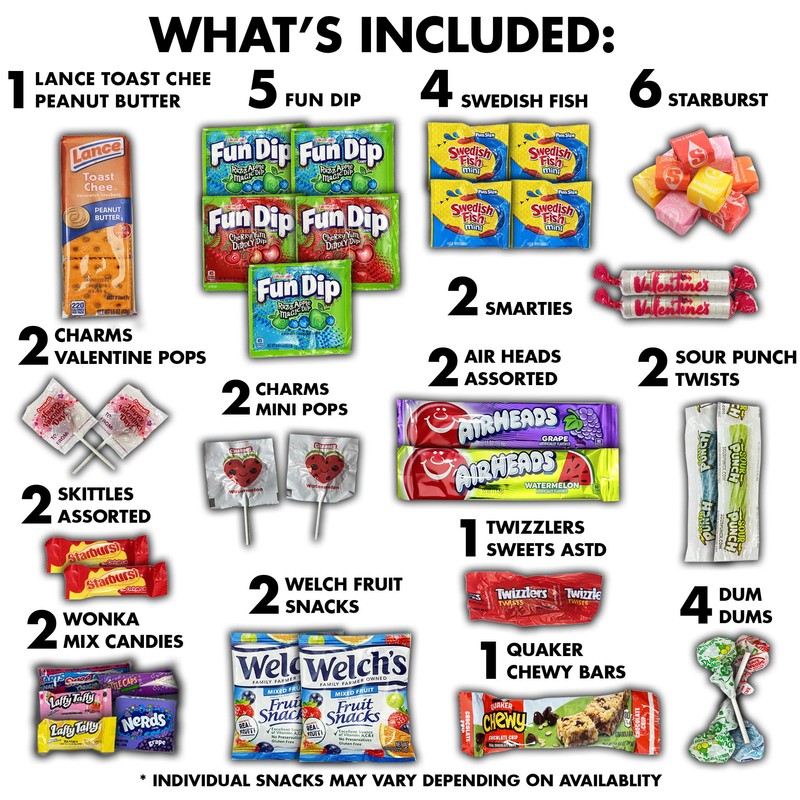 Valentine’s Day Variety Pack (80 Count) Care Package Gift Basket,