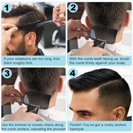 FOWSRHRG 2PCS Fade Comb, Barber Fade Comb Flat Curved Push Edge, Gradient Positioning Hair Comb For Home, Hair Salon, Men DIY Hairdresser Styling Hair Cutting Fade Guide Tools (Black)