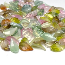 Glass Leaf Beads, 100pcs Assorted Crystal Tree Leaves Loose Bulk Beads for DIY Craft, Plant Making, Earring, Necklace, Bracelet, Home Decor