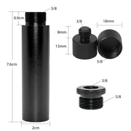 Microphone Stand Adapter, Pack of 4 Microphone Stand Extension with 2 Pieces Metal Adapter and Stand Adapter Thread Adapter, 5/8 Female to 3/8 Male for Microphone Stands, Tripods, Ball Head (Black)