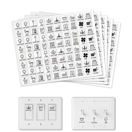 GOMAKERER 400 Pcs Light Switch Sticker Labels, 20 Designs Vintage Style Transparent Switch ID Stickers Black Switchboard Label Decals for Home, Kitchen, Bathroom, Office School, 19x19mm